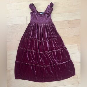 Hill House velvet nap dress in burgundy